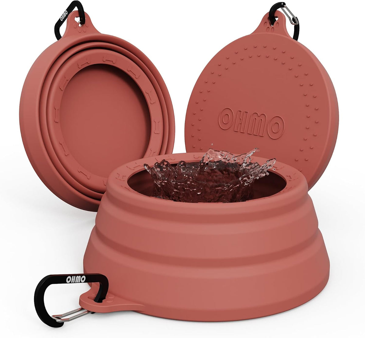 OHMO Spill Proof Collapsible Dog Bowl, 24oz Portable Dog Water Bowl | Low Center Gravity Stability, Tapered Splash Control, Foldable Cat Bowl, Dishwasher Safe, Dog Travel Essential, Erythrinus