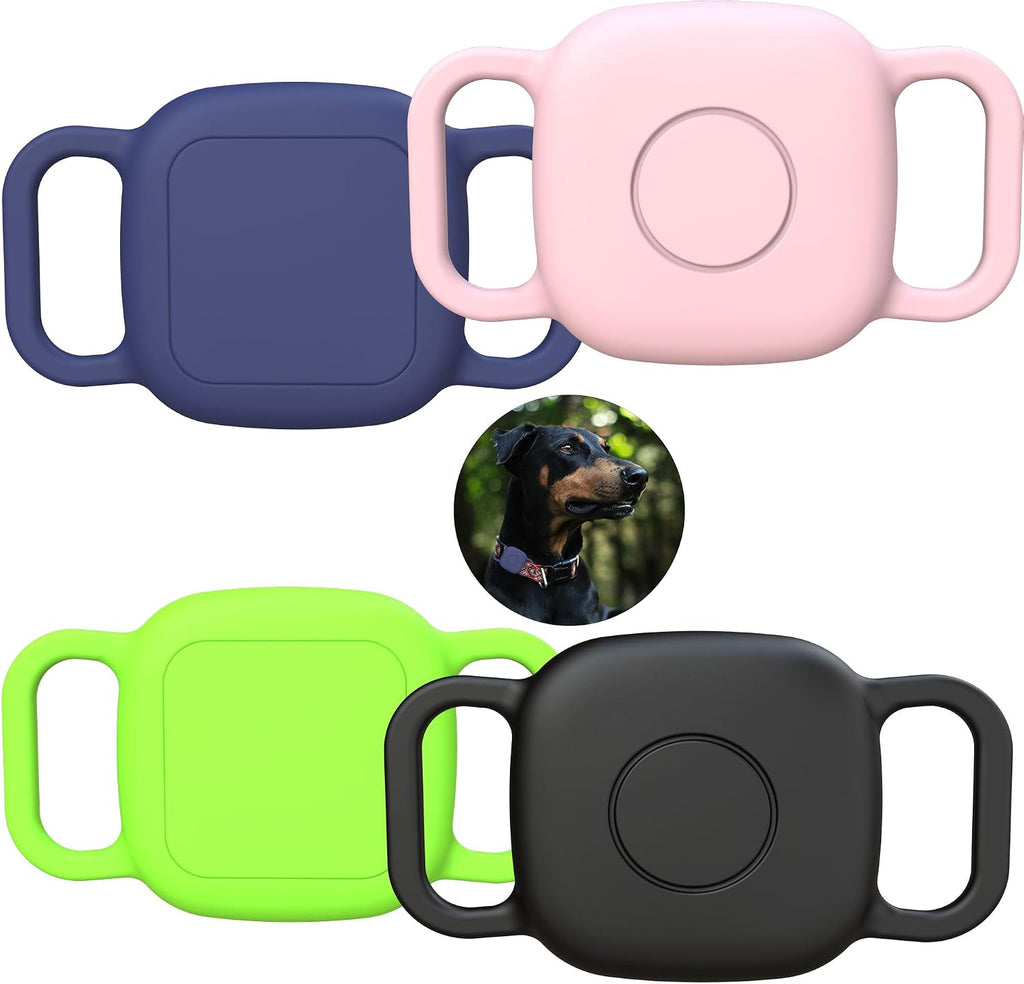 Dog Collar Holder Compatible with Life360 Tile Mate 2024/2022 Tracker, 4-Pack Waterproof Soft Silicone Cover for Cat Pet Necklace,Scratch Resistant Protective Case Accessorie for Anti-Lost
