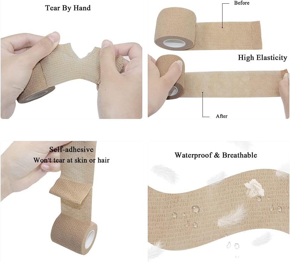 [12 Pack-2" x5Yards] MINGYUE Self Adhesive Bandage Wrap,Athletic Tape,Sports Tape,Wrist and Ankle Wrap Tape,Cohesive Bandage for Vet Tape(Blue)