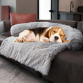 Calming Dogs/Cats Bed Mats, Dog Pad Washable Removable Couch Cover, Plush Long Fur Mat for Pets, Waterproof, Perfect for Small, Medium and Large Dogs and Cats (Light Gray, 36"x31.5"x5.0")