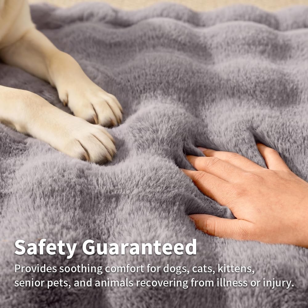 SOMAHE Plush Dog Bed Mat, Machine Washable, Large 35x27 Dark Grey