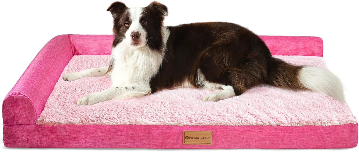 Patas Lague Orthopedic Large Dog Bed Washable Pet Sofa Bed 42''X28''Pink