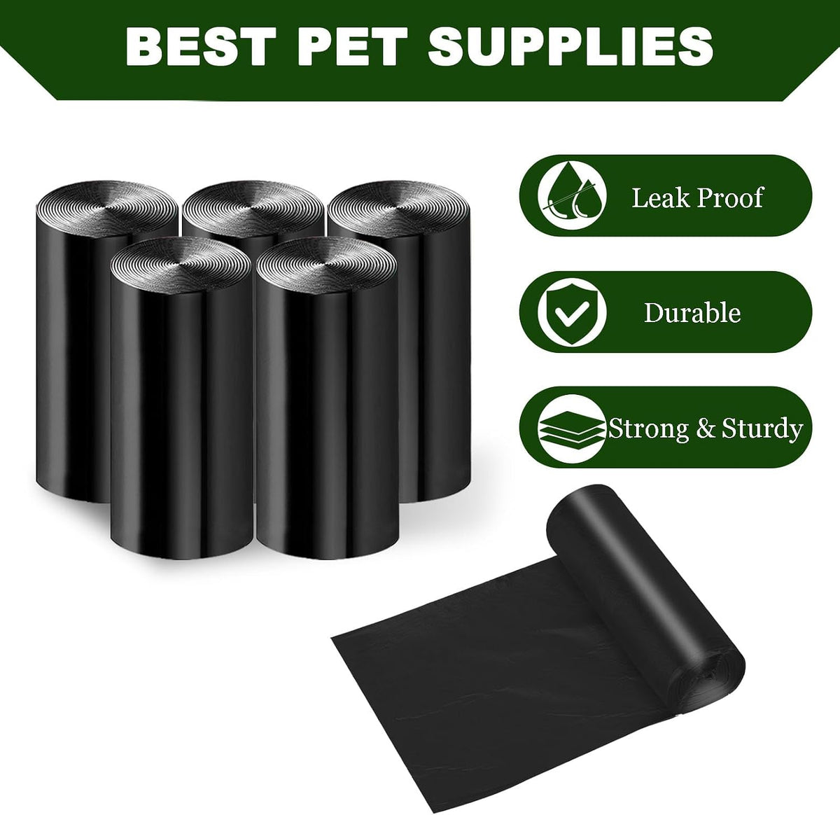 Dog Waste Bags - 100 Pcs Dog Poop Bags for 5L Dog Poop Trash Can Outside | 5 Pack Dog Poop Bag Rolls, Dog Waste Can Liners for Outdoor, Poop Bags for Dogs, 5L Trash Bags for Home Office Kitchen