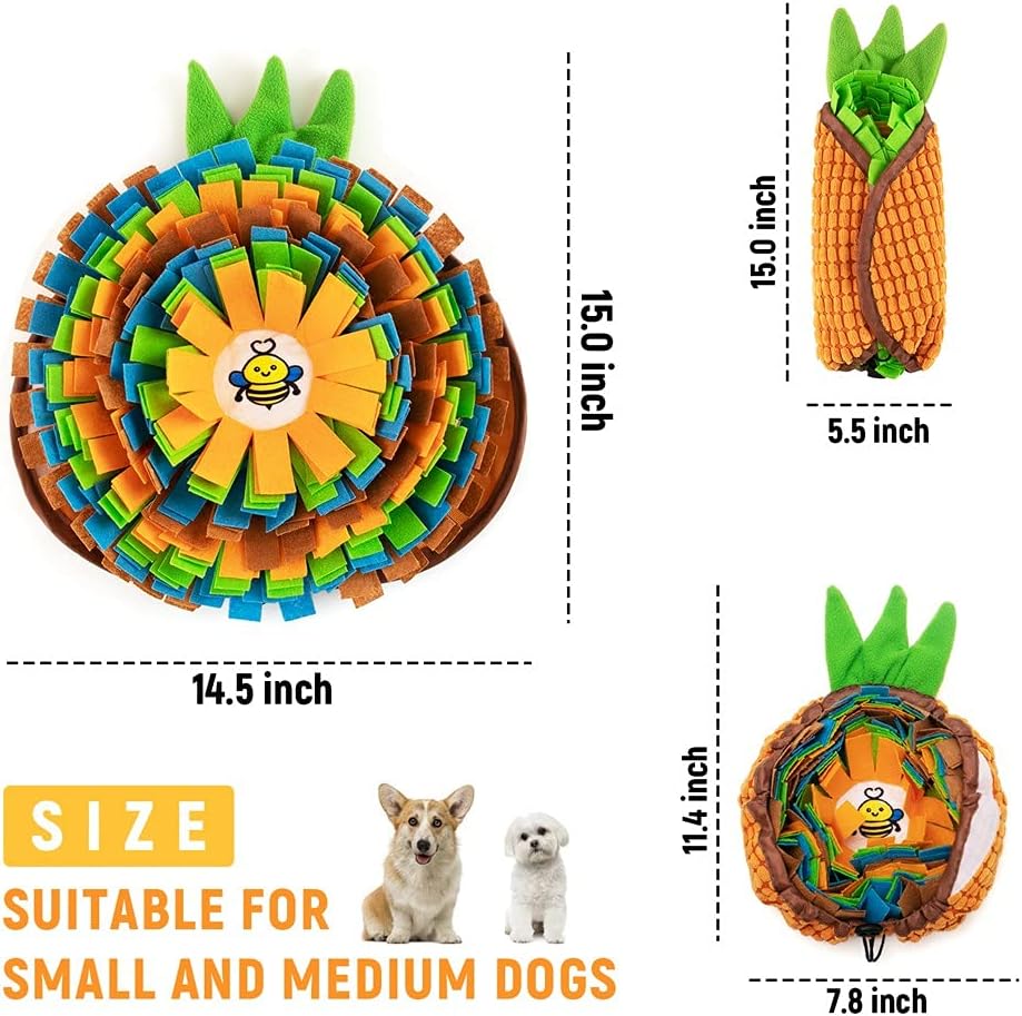 AWOOF Pet Snuffle Mat for Dogs, Interactive Feed Game for Boredom, Encourages Natural Foraging Skills for Cats Dogs Bowl Travel Use, Dog Treat Dispenser Indoor Outdoor Stress Relief (Orange)