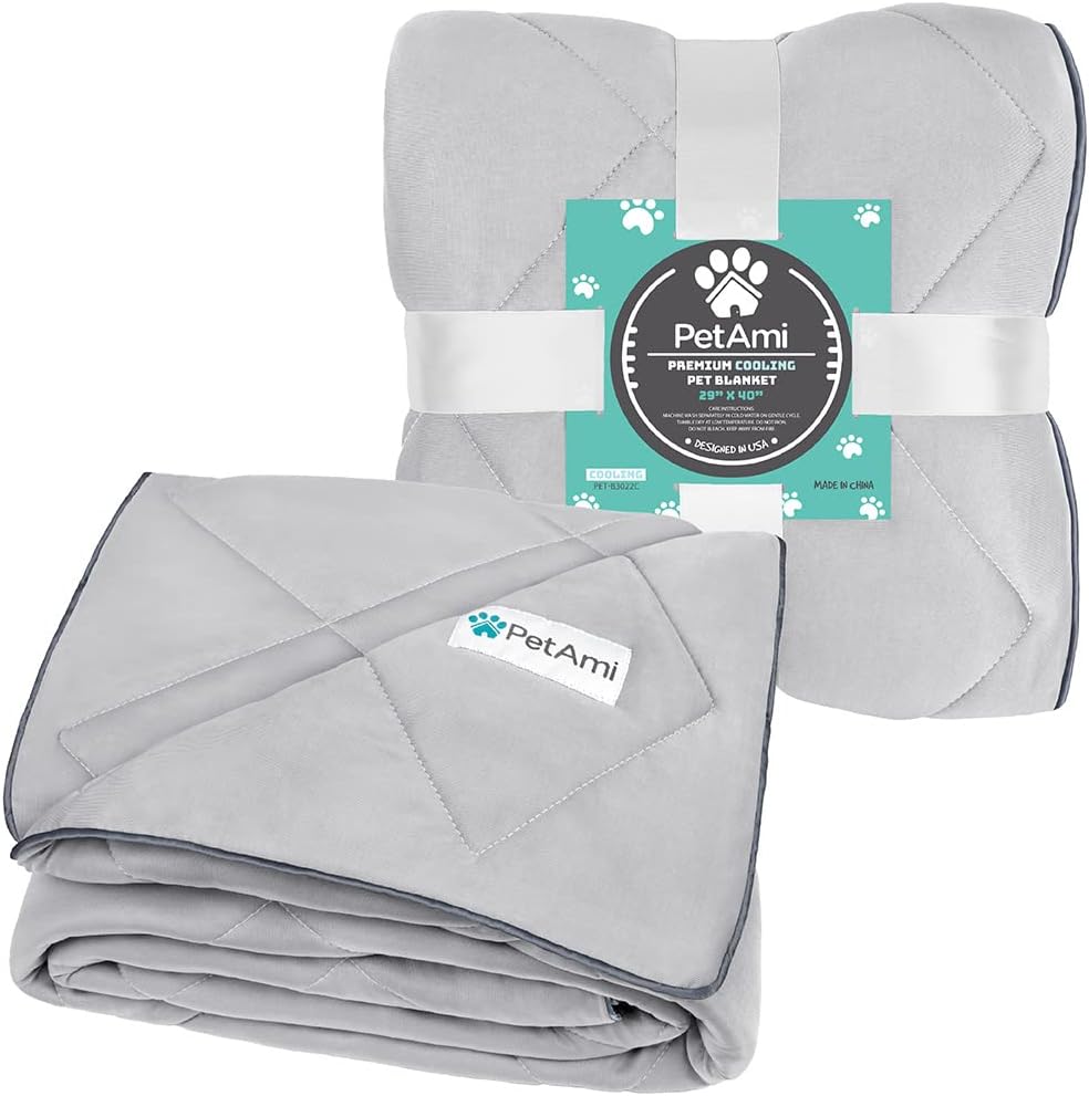 PetAmi Cooling Dog Blanket Lightweight Summer for Pet Cat 29x40 Light Grey