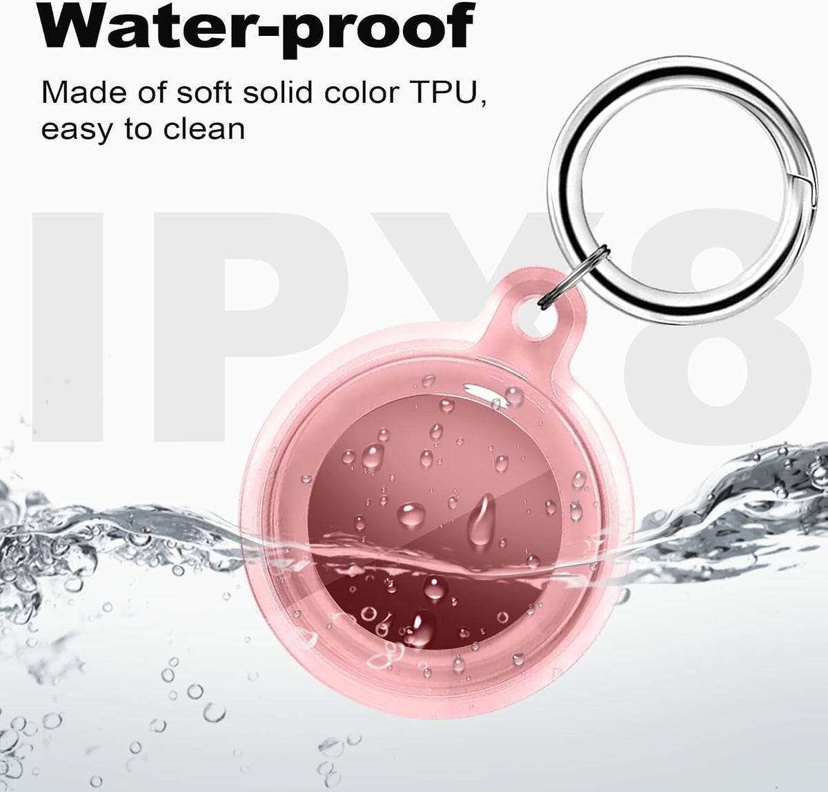 [4 Pack] IPX8 Waterproof Case for AirTag 2nd Gen (2026) & 1st Gen, Full Body Holder Keychain, Anti-Scratch Cover for Apple for Air Tags, Luggage, Pet Collar, Car Keys, Pink/Blue/Clear/Black