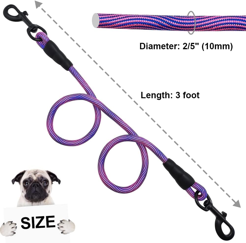 BTINESFUL 3FT 4FT 5FT Dog Tie Down, 2/5" Nylon Rope Indoor Short Dog Tether