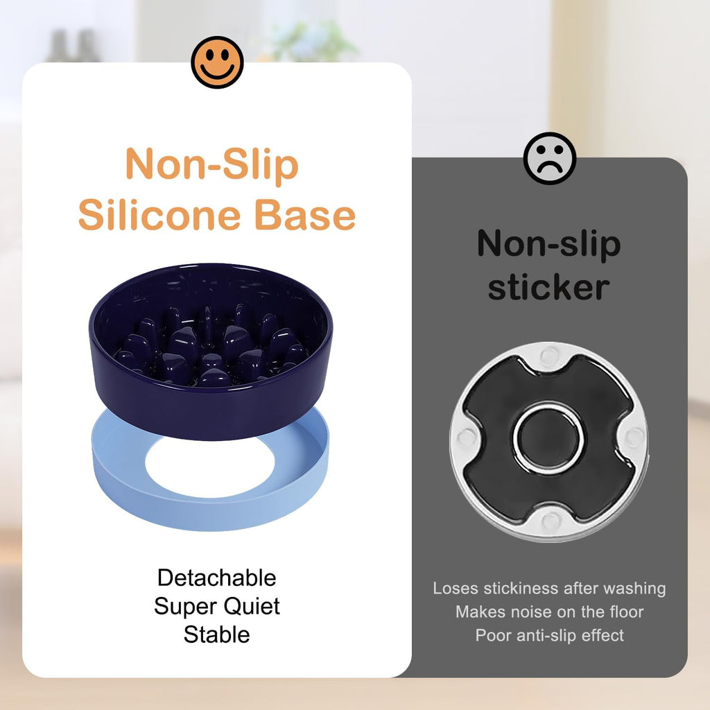 Sted Ceramic Slow Feeder Dog Bowls with Silicone Base