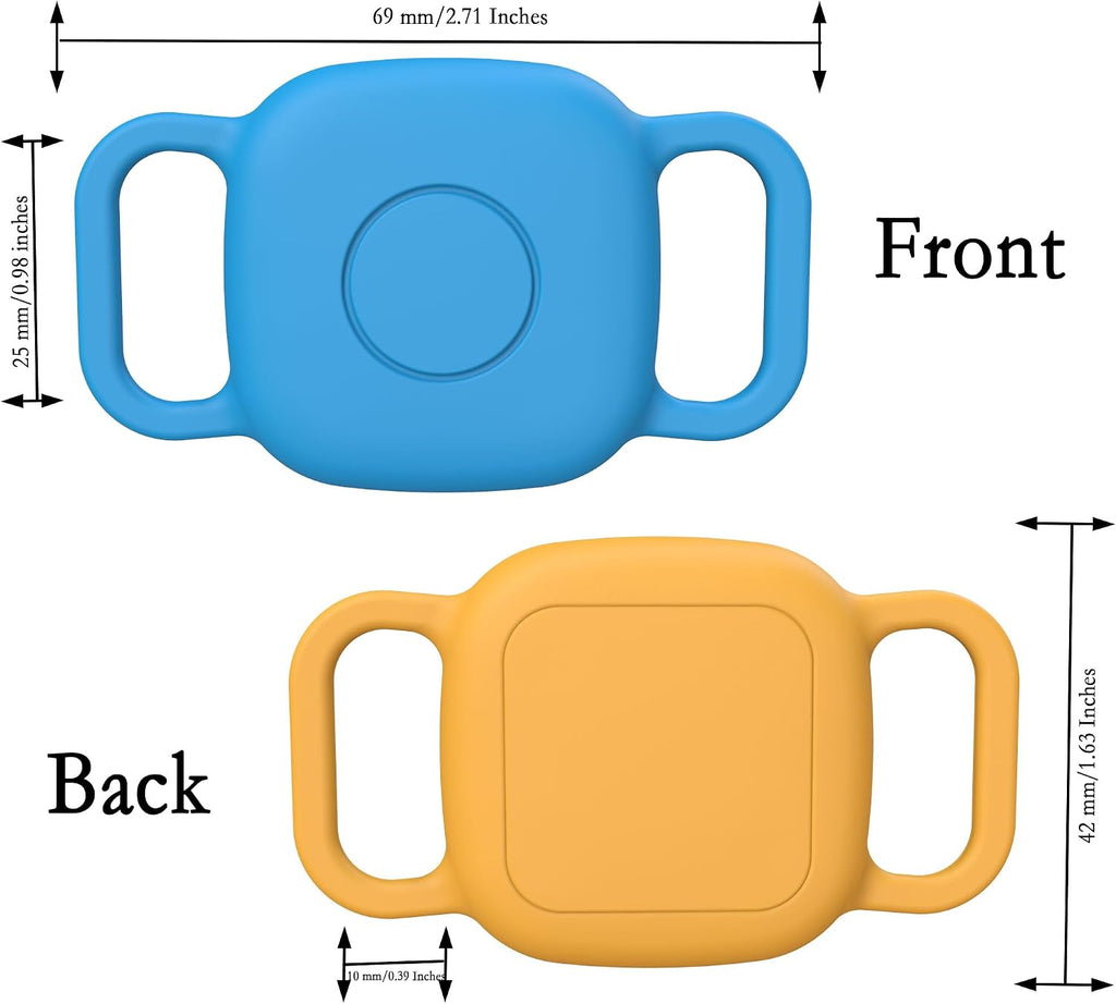 Waterproof Dog Collar Holder Case for Tile Mate 2024/2022 Tracker, 2 Pack Anti Lost Soft Silicone Case for cat pet Necklace, Protective Cover Accessories for Tile Tracker (Blue/Orange)