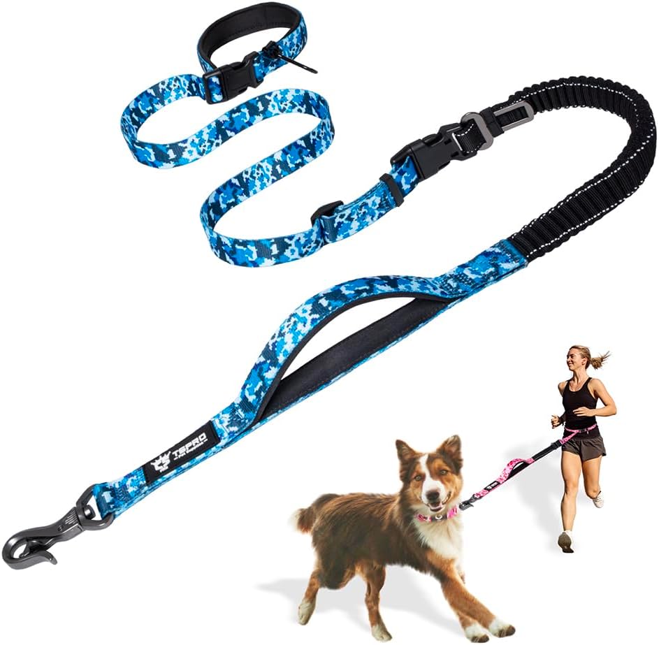 TSPRO Shock Absorbing Hands-Free Bungee Dog Leash with Car Safety Tether