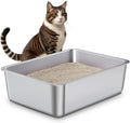 Stainless Steel Litter Box,Metal Cat Litter Box,Medium Cat Litterbox | Litter Box for Kitty or Rabbits, No Smell, Non Stick, Easy to Clean(17.7" L x 13.77" W x 6" H)