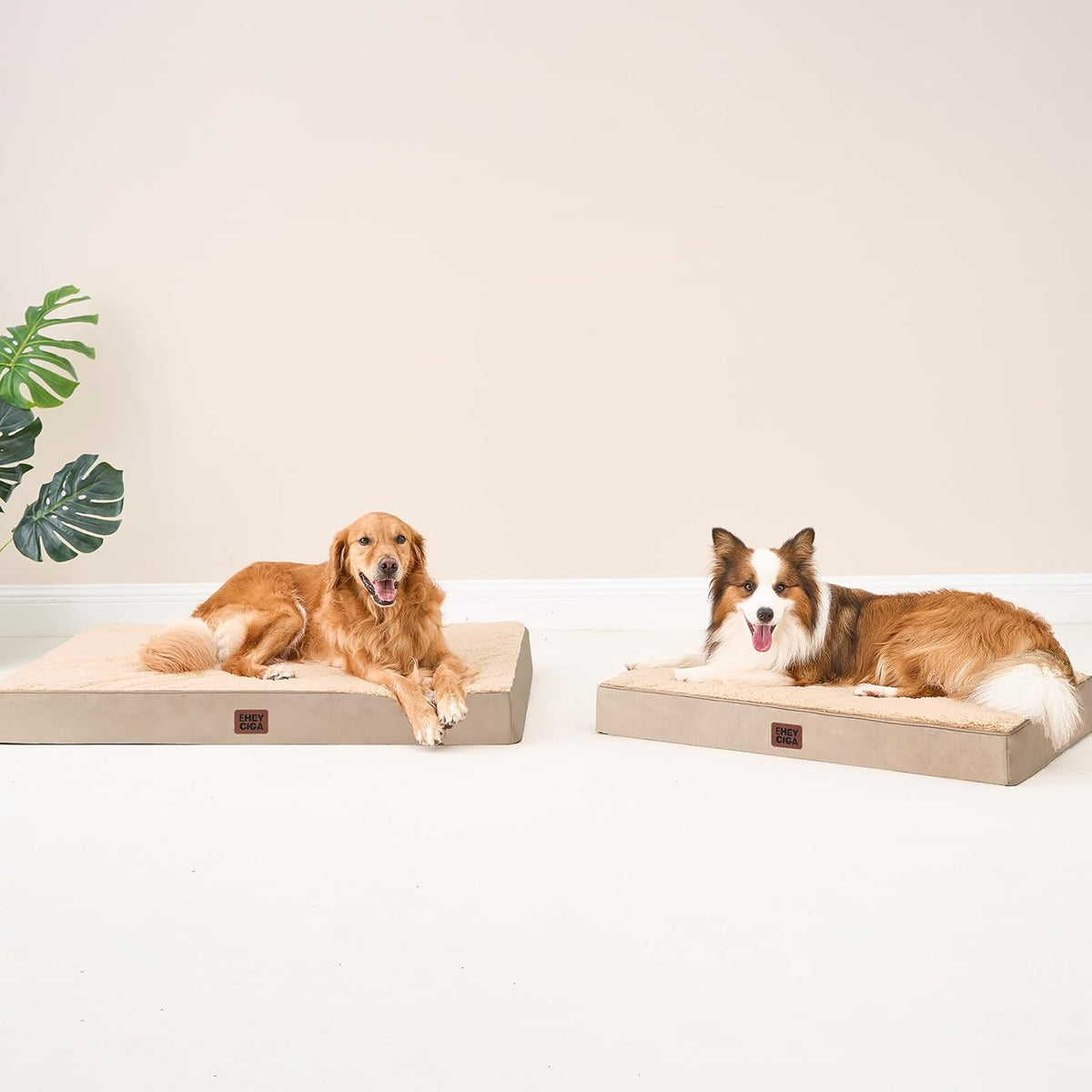 EHEYCIGA Orthopedic Dog Bed Large with Removable Washable Cover, 41IN Khaki