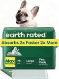 Earth Rated 75 Puppy Pads, Max Absorbency Pee Pads for Dogs, Regular (L) | Max Absorbency,Absorbs 2X Faster & 2X More, Leak Prevention, Potty Training, Fragrance-Free, Unscented