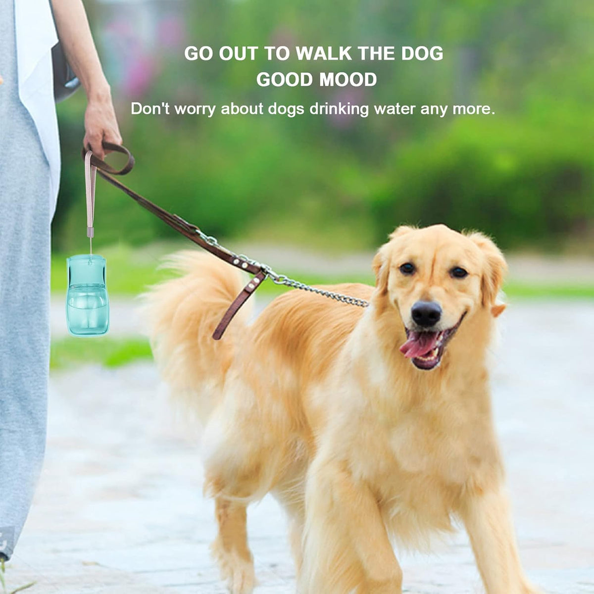 Portable Dog Water Bottle, Foldable Water Bottle for Dog, Blue, 12oz | Leak Proof Dispenser, Dishwasher Safe, Puppy Travel Water Bowl Fit for Cat, Rabbit, Small Animals Walking, Hiking, Travel 