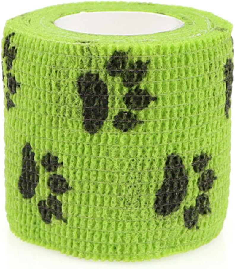 Self Adhesive Bandage Wrap Animal Cohesive Bandage Self Adherent Wrap First Aid Tape for Dogs Cats Horses Birds & Wrist Healing Ankle Sprain (2 Inch Green Set 6 Rolls)
