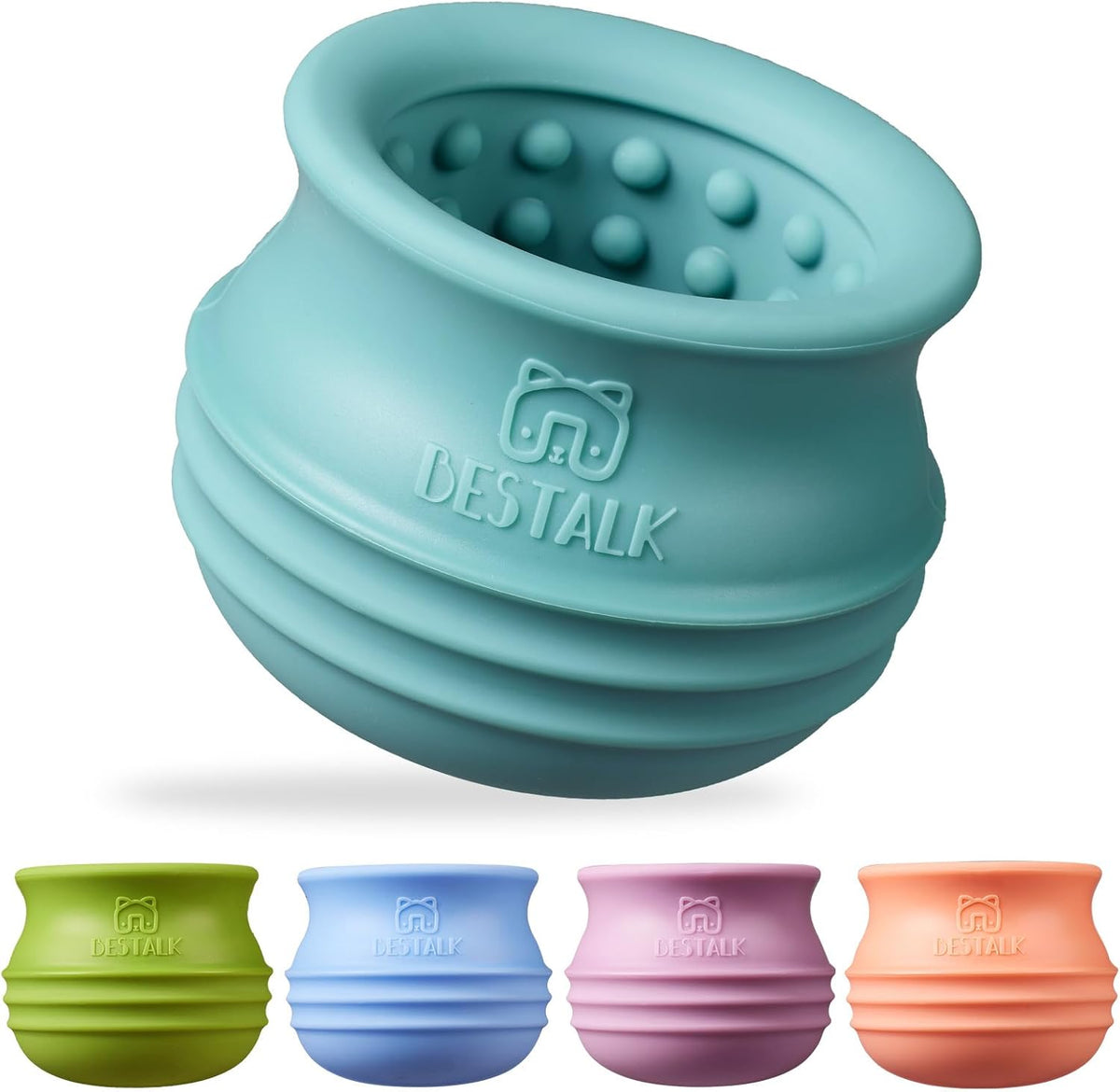 Dog Enrichment Treat Toy, Long-Lasting Wobbly Interactive Freeze Lick Toys for Dogs, Stuffable Puzzle Feeder Toy for Boredom, Silicone Treat Dispensing Chew Toy (Teal Blue,M)