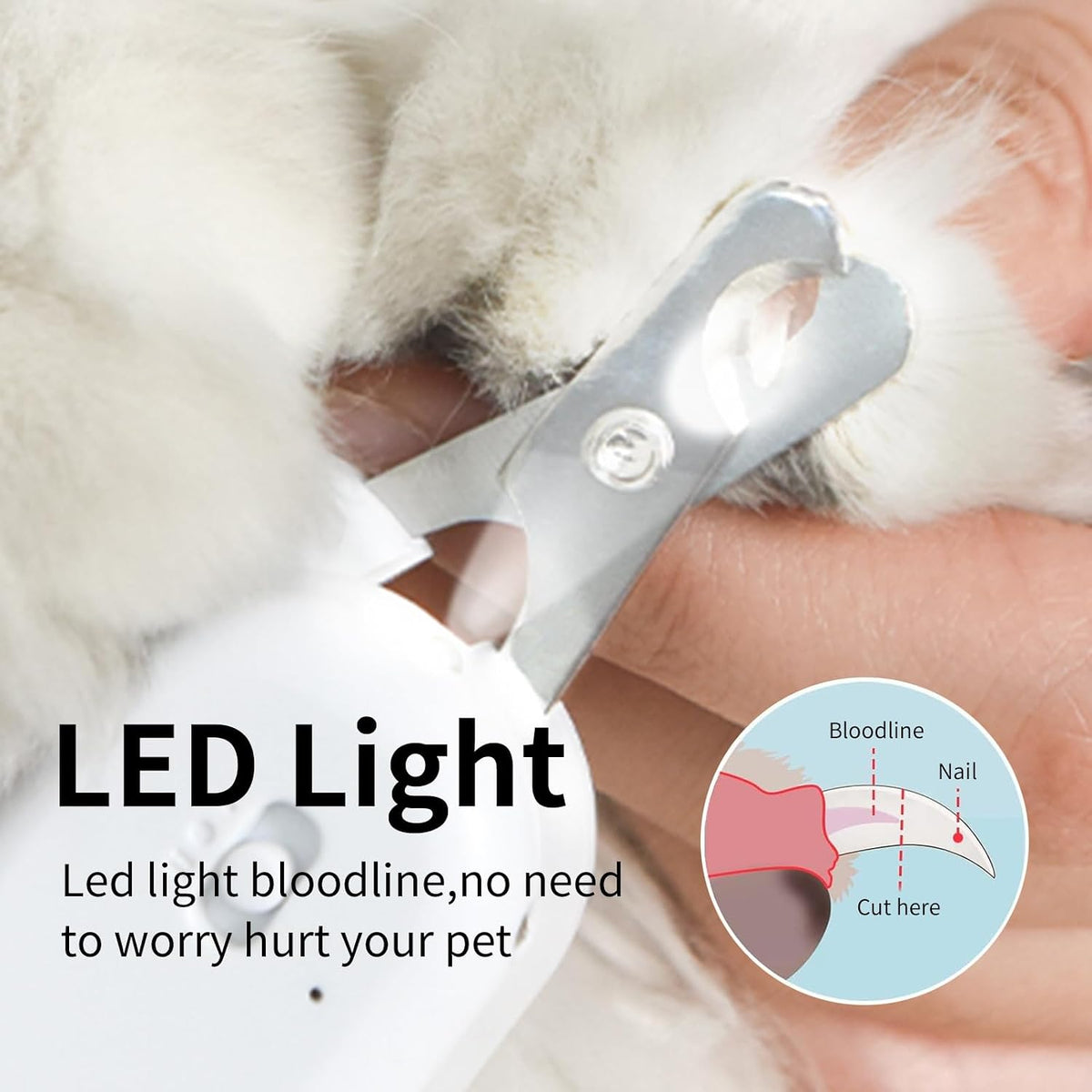 PAKEWAY Cat Nail Clipper with LED Light, Safe & Precise for Cats & Kittens