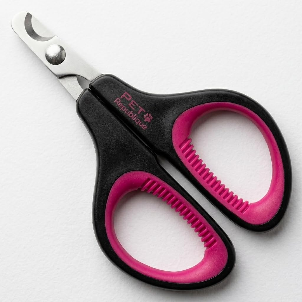 Cat Nail Clippers by Pet Republique – Professional Stainless-Steel Nail Clipper for Cats, Kittens, Hamster, Rabbits, Birds, & Small Breed Animals Claw Trimmer (Black+Pink)