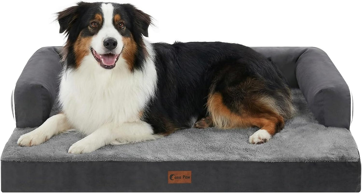 Orthopedic Washable Dog Bed for Medium Dogs, 35x22in, Dark Grey