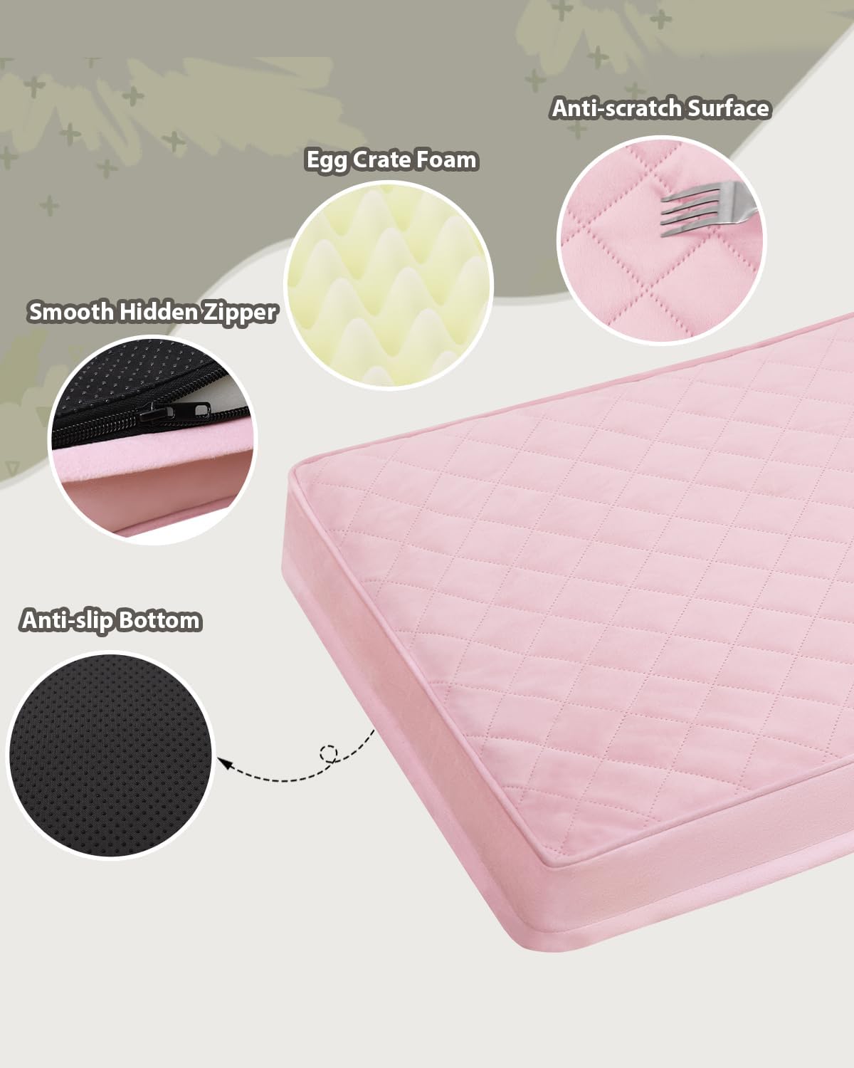NUPIDA Orthopedic XL Dog Crate Beds Large Sized with Washable Cover, 41x27
