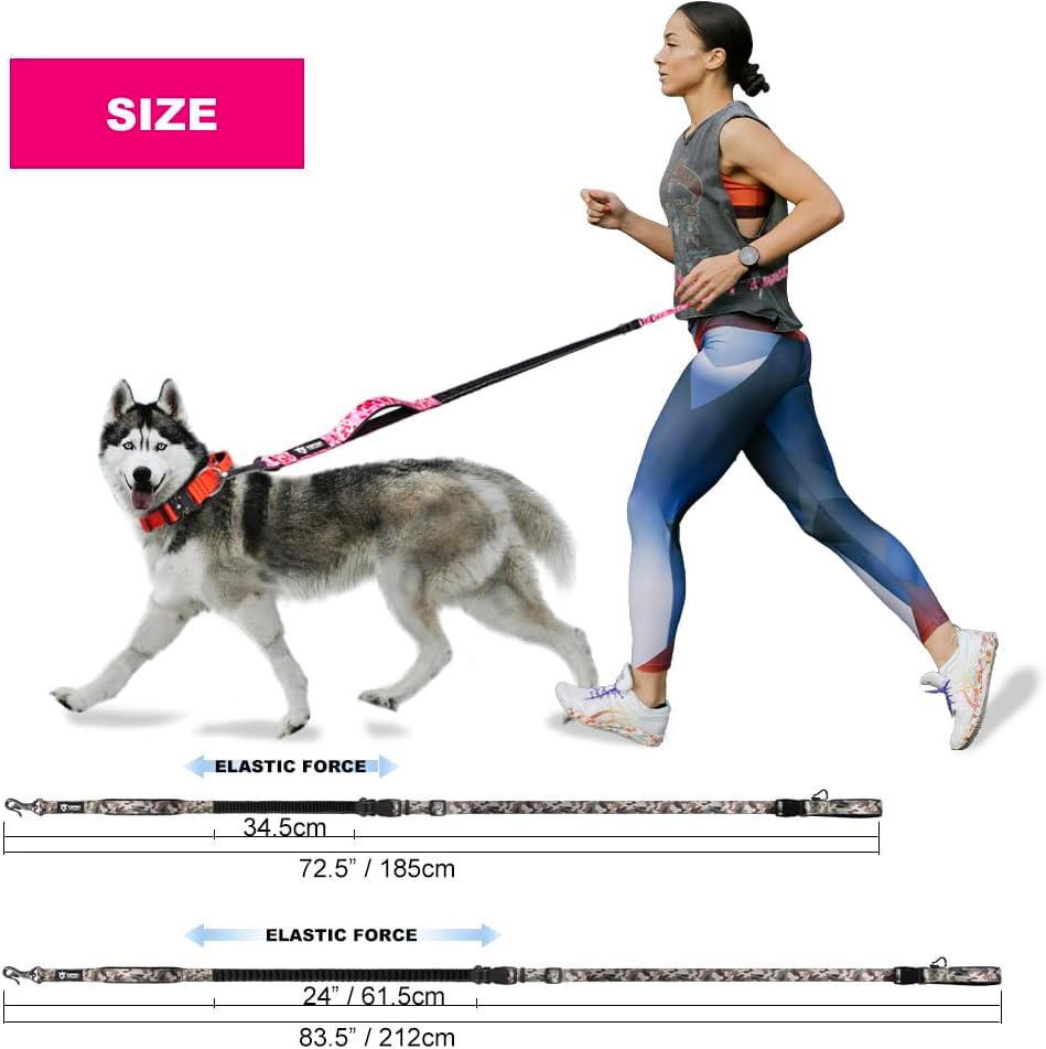 TSPRO Shock Absorbing Hands-Free Bungee Dog Leash with Car Safety Tether