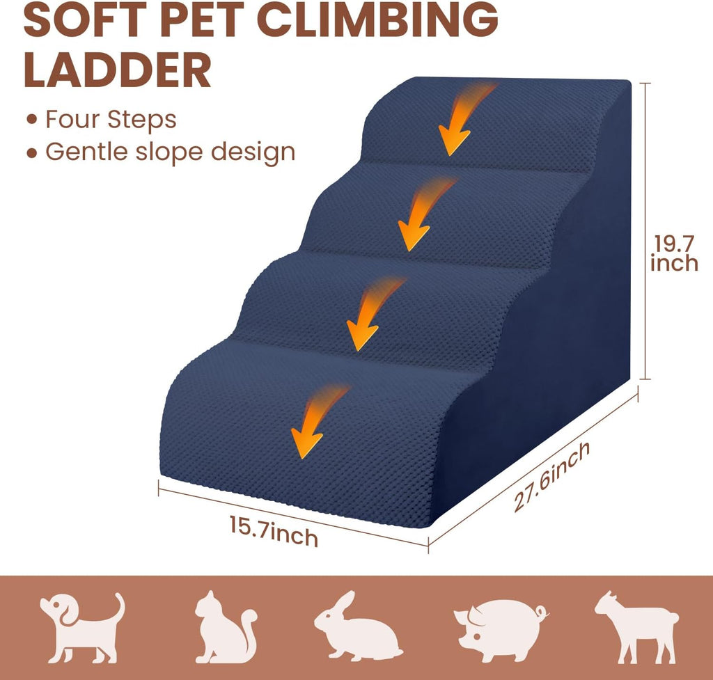 Dog Stairs for Small Dogs, High Density Foam Dog Steps, Extra Wide Non-Slip Pet Ramp for High Beds Or Couch, Soft Doggie Ladder for Dogs Injured, Older Pets, Small Cats