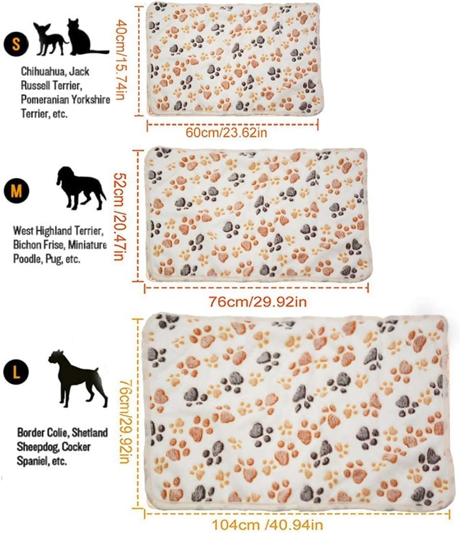 SORKUT 1 Pack 3 Puppy Blanket, White Paw Pet Blanket for Dogs Cat, 23"x15"