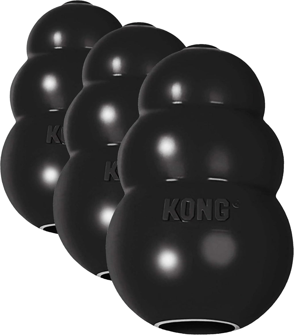 KONG Extreme Dog Toy - Fetch & Chew Toy - Treat-Filling Capabilities & Erratic Bounce for Extended Play Time Most Durable Natural Rubber Material - for Power Chewers - for Large Dogs (Pack of 3)