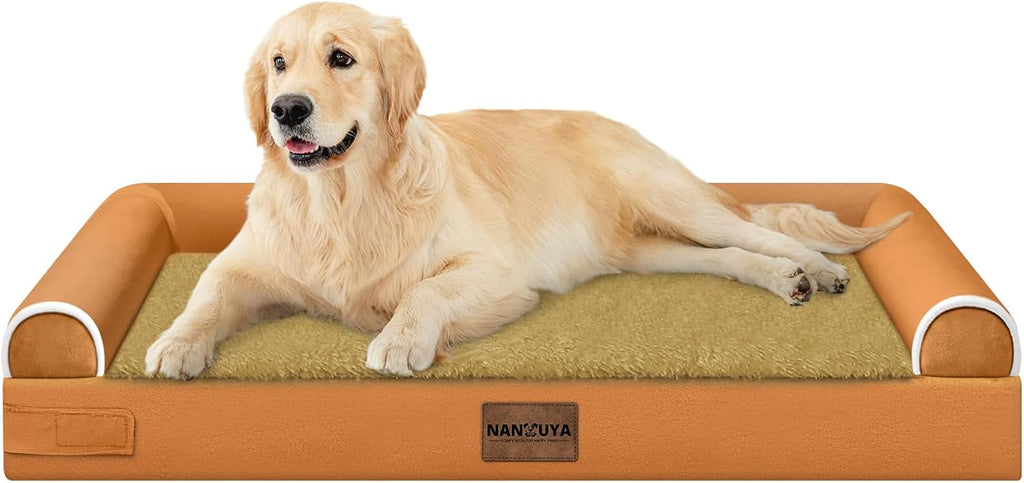 NANUYA Orthopedic Dog Bed for Large Dogs, 36 x 27 Inch, Orange