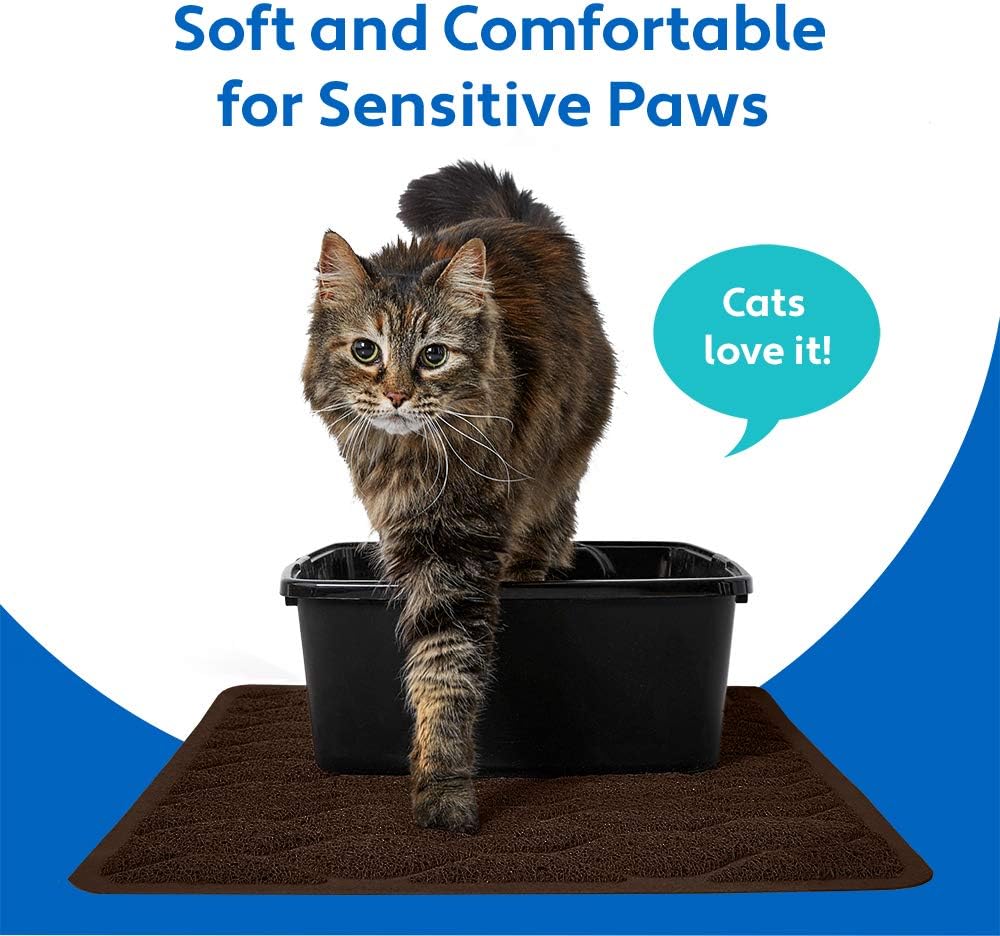 MIGHTY MONKEY Waterproof Cat Litter Box Mat, BPA Free, 24x17 Chocolate | Easy Clean Floors, Textured Backing, Soft on Sensitive Kitty Paws, Cats Accessories, Less Waste, Stays in Place