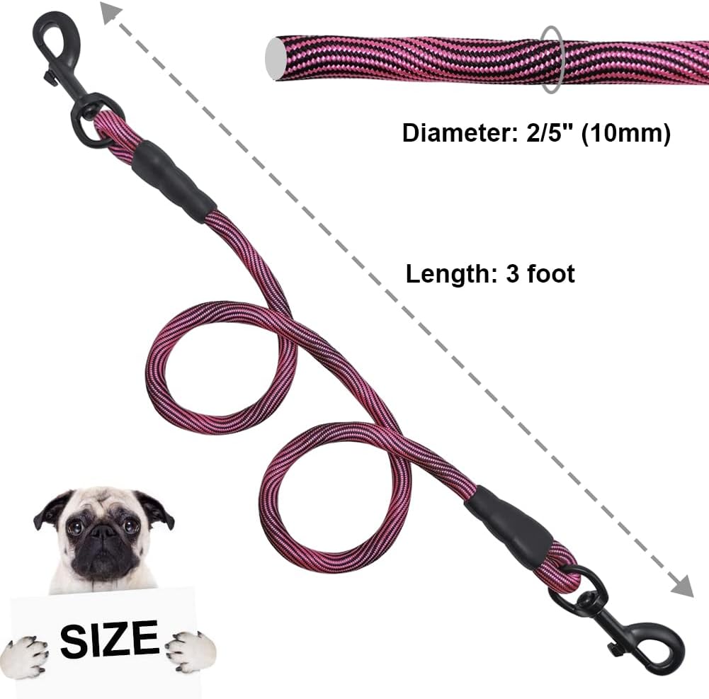 BTINESFUL 3FT 4FT 5FT Dog Tie Down, 2/5" Nylon Rope Indoor Short Dog Tether
