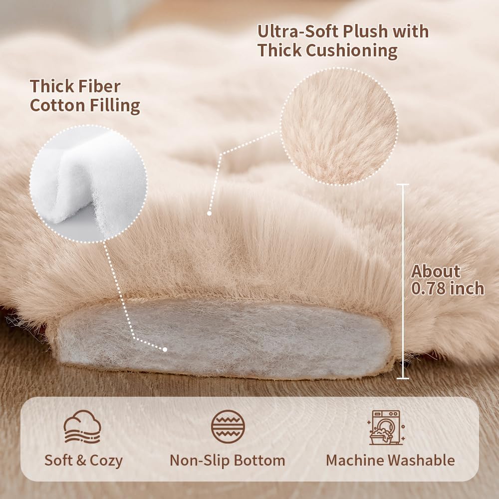 SOMAHE Soft Plush Cat Bed Mat, Machine Washable, Small 23x15 Milky White