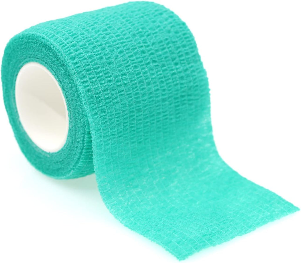 Self Adhesive Bandage Wrap Animal Cohesive Bandage Self Adherent Wrap First Aid Tape for Dogs Cats Horses Birds & Wrist Healing Ankle Sprain (2 Inch Green 12 Rolls)