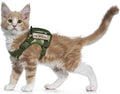 Tactical Cat Harness for Walking Escape Proof, Soft Mesh Adjustable Pet Vest Harness for Large Cat,Small Dog (L, A-Green)