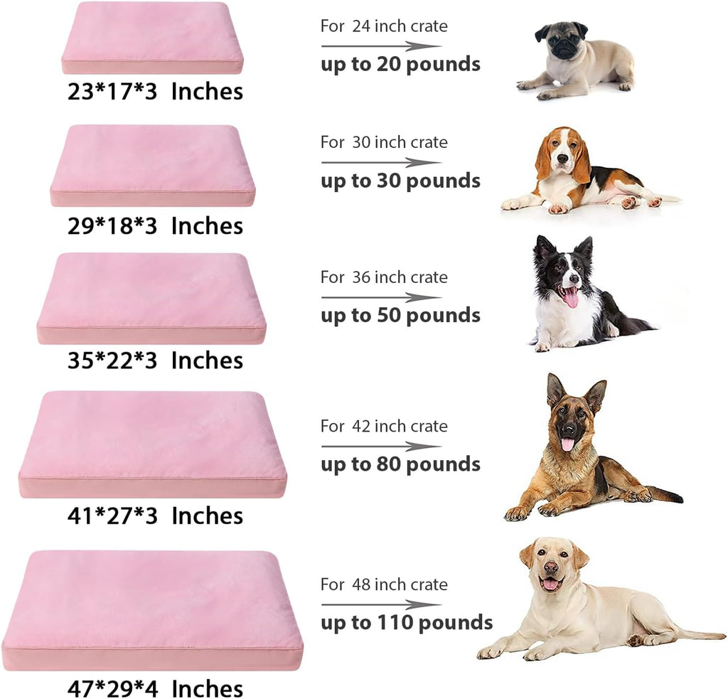 NUPIDA Waterproof Medium Dog Bed for Crate with Washable Cover, 29x18, Pink
