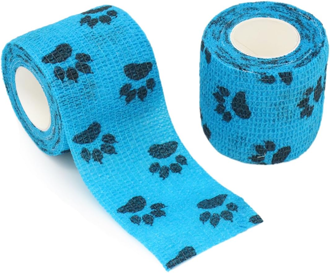 Self Adhesive Bandage Wrap Animal Cohesive Bandage Self Adherent Wrap First Aid Tape for Dogs Cats Horses Birds & Wrist Healing Ankle Sprain (2 Inch YeGrBl Set 6 Rolls)