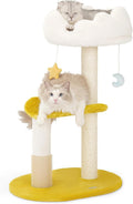 Happi N Pets Cloud Cat Tree, 31.5in Multi-Level Indoor Cat Tower with Scratching Posts, Viewing Perch, Removable & Washable Cushions, Cat Activity Tree with Dangling Toy