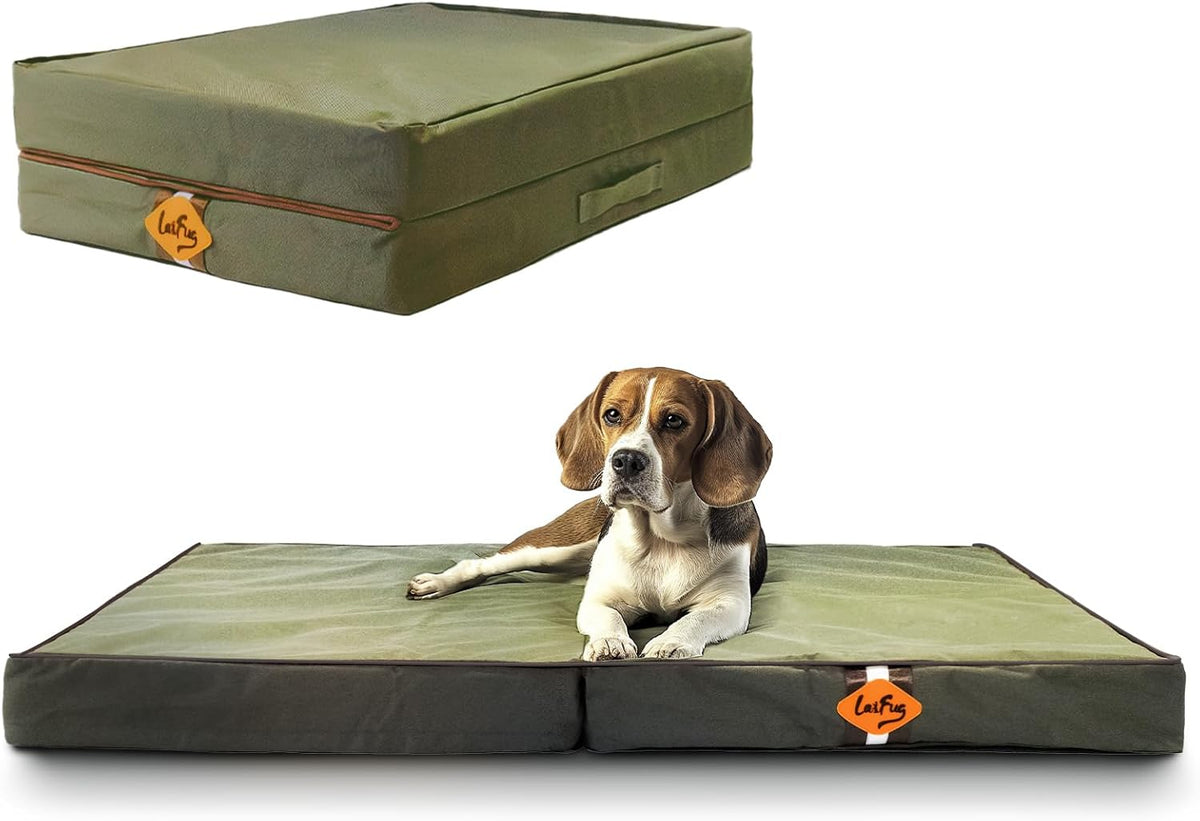 Laifug Outdoor Foldable Waterproof Dog Bed,Army Green,(36''x27''x3.5'')