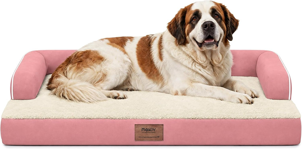 MEKIY Orthopedic Waterproof Jumbo Dog Bed with Bolster for Extra Large Dogs