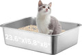 Extra Large Stainless Steel Cat Litter Box, 23.6"x15.7"x6"