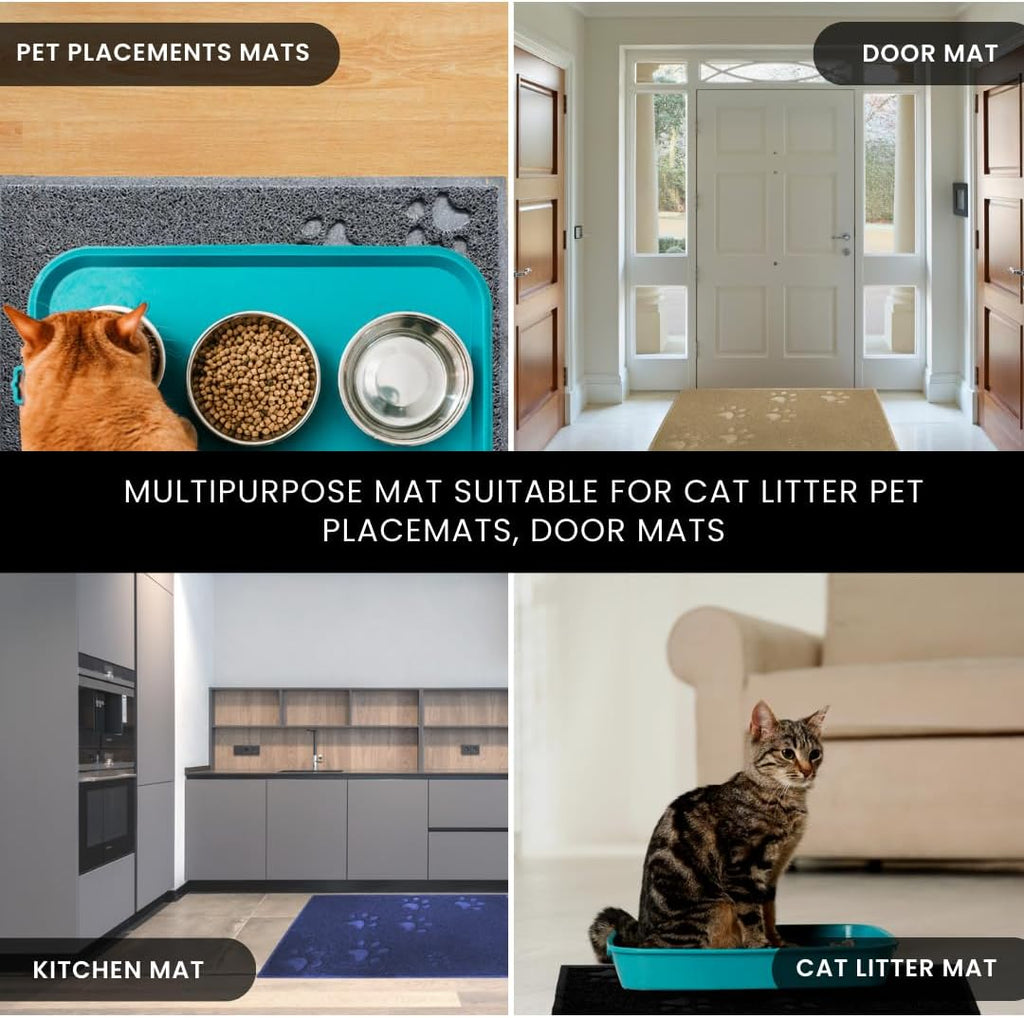 Andalus Small Cat Litter Mat, Pack of 2 - Waterproof, Non-Slip & Easy to Clean Cat Litter Box Mat for Extra Efficient Pet Litter-Trapping, Black (15.75” X 11.75”)