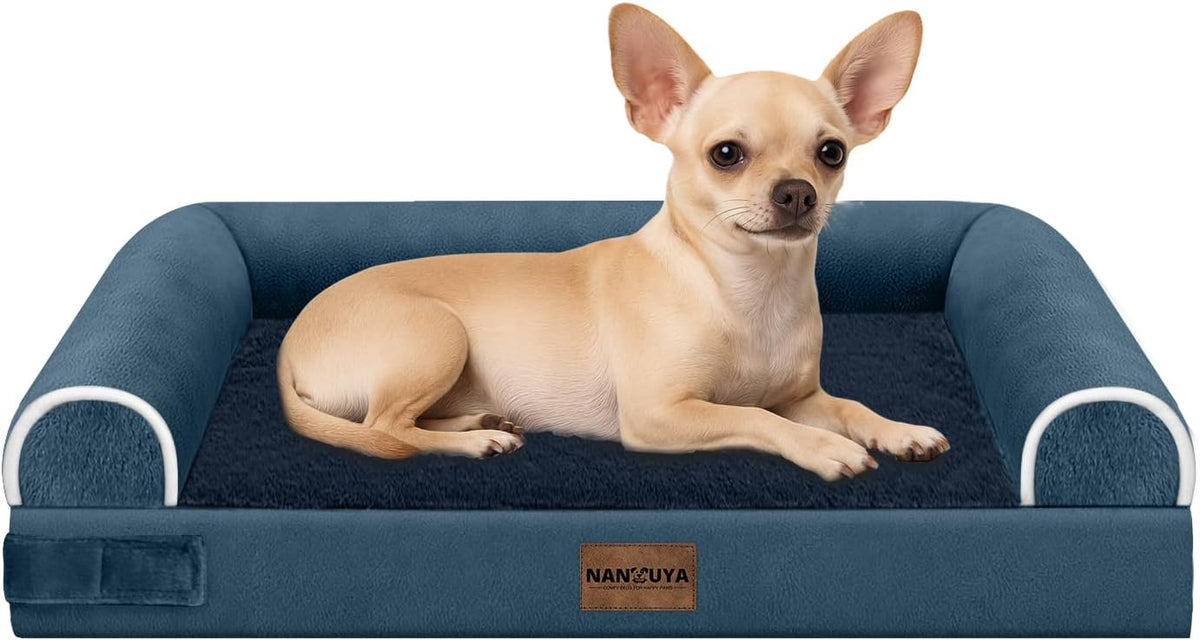 NANUYA Orthopedic Dog Bed for Small Dogs, 24 x 16 Inch, Navy Blue