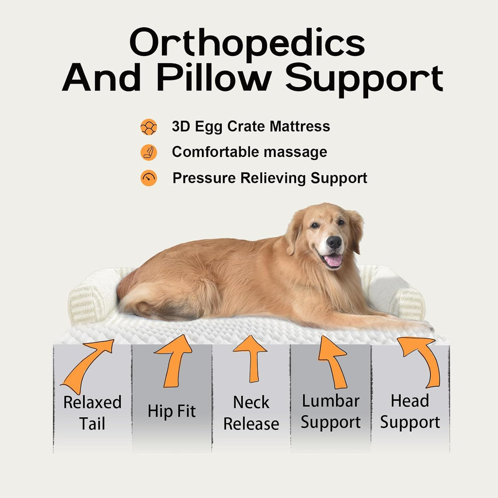 MEKIY Orthopedic XL Dog Bed with Bolster for Extra Large Size Dogs