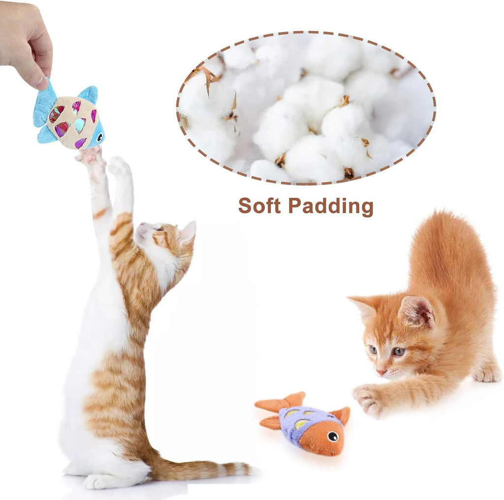 Andiker Cat Catnip Toys, 2pcs Small Cat Fish Toys with Crinkle Shine Ring Paper to Make Sound to Catch Your Cats Eyes and for Your Cats to Chew and Catch Interactive Cat Toys for Indoor Kitten (2pc)