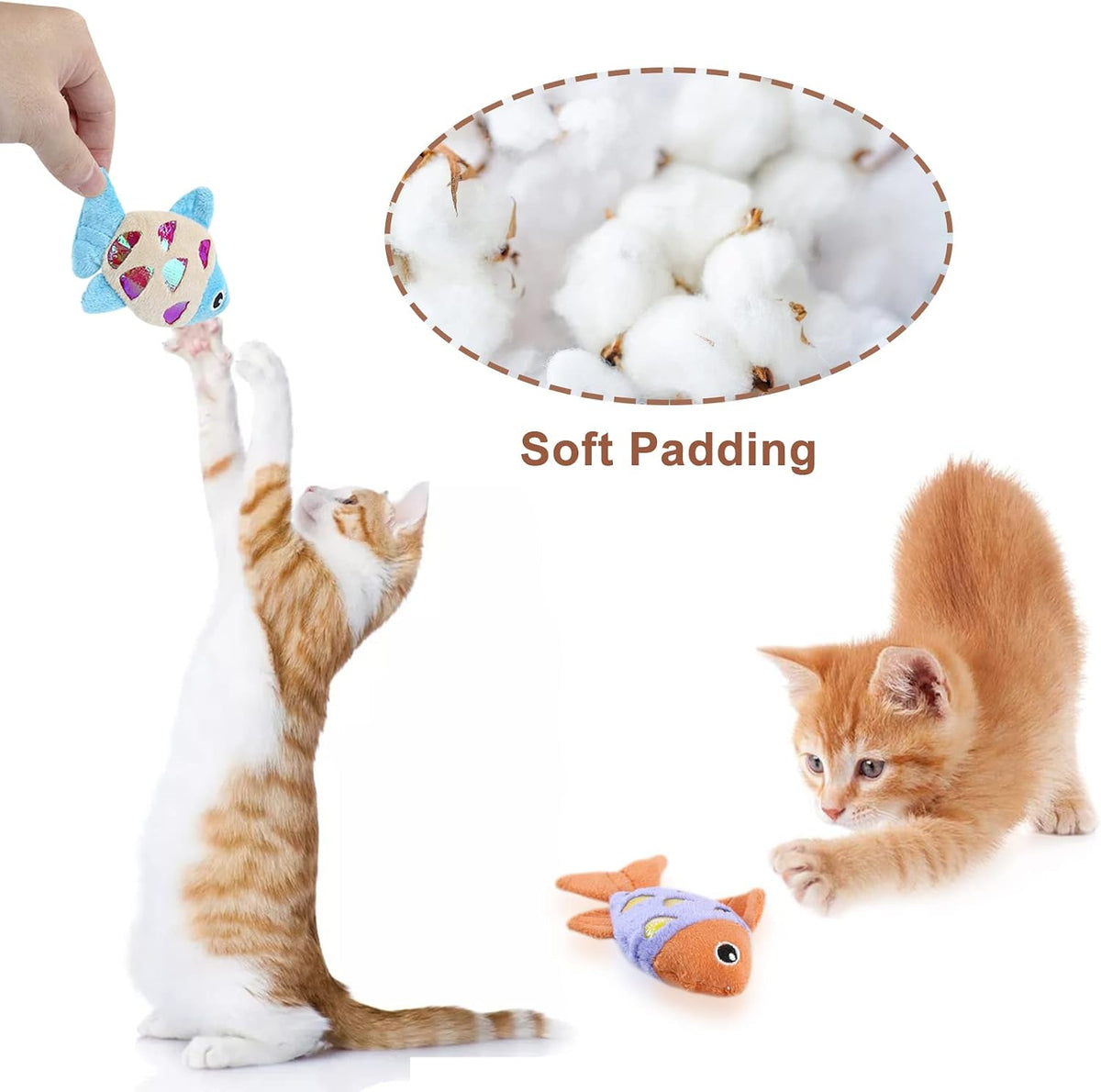 Andiker Cat Catnip Toys, 2pcs Small Cat Fish Toys with Crinkle Shine Ring Paper to Make Sound to Catch Your Cats Eyes and for Your Cats to Chew and Catch Interactive Cat Toys for Indoor Kitten (2pc)