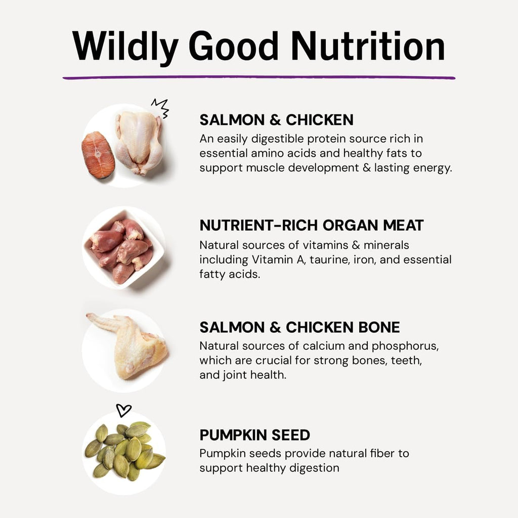 Stella & Chewy's Freeze-Dried Raw Cat Dinner Morsels - Premium Salmon & Chicken Recipe with 98% Wild-Caught & Cage-Free Protein - Natural Grain-Free Cat & Kitten Food - Made in USA - 3.5 oz