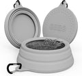OHMO Spill Proof Collapsible Dog Bowl, 34oz Portable Dog Water Bowl | Low Center Gravity Stability, Tapered Splash Control, Foldable, Dishwasher Safe, Dog Travel Essential, Ash