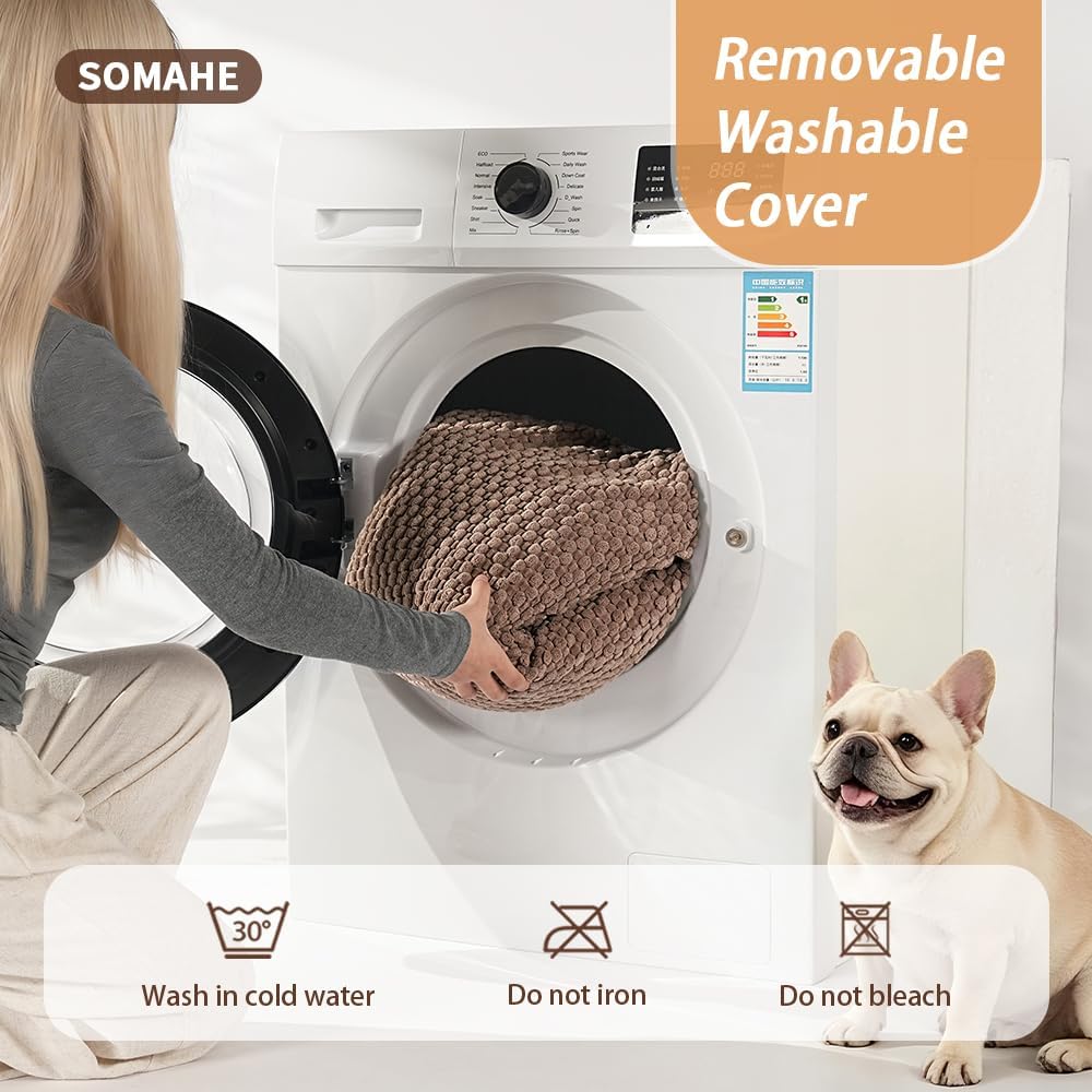 SOMAHE Calming Oval Bolster Dog Bed, Washable Cover, Medium 30x24x7 Coffee