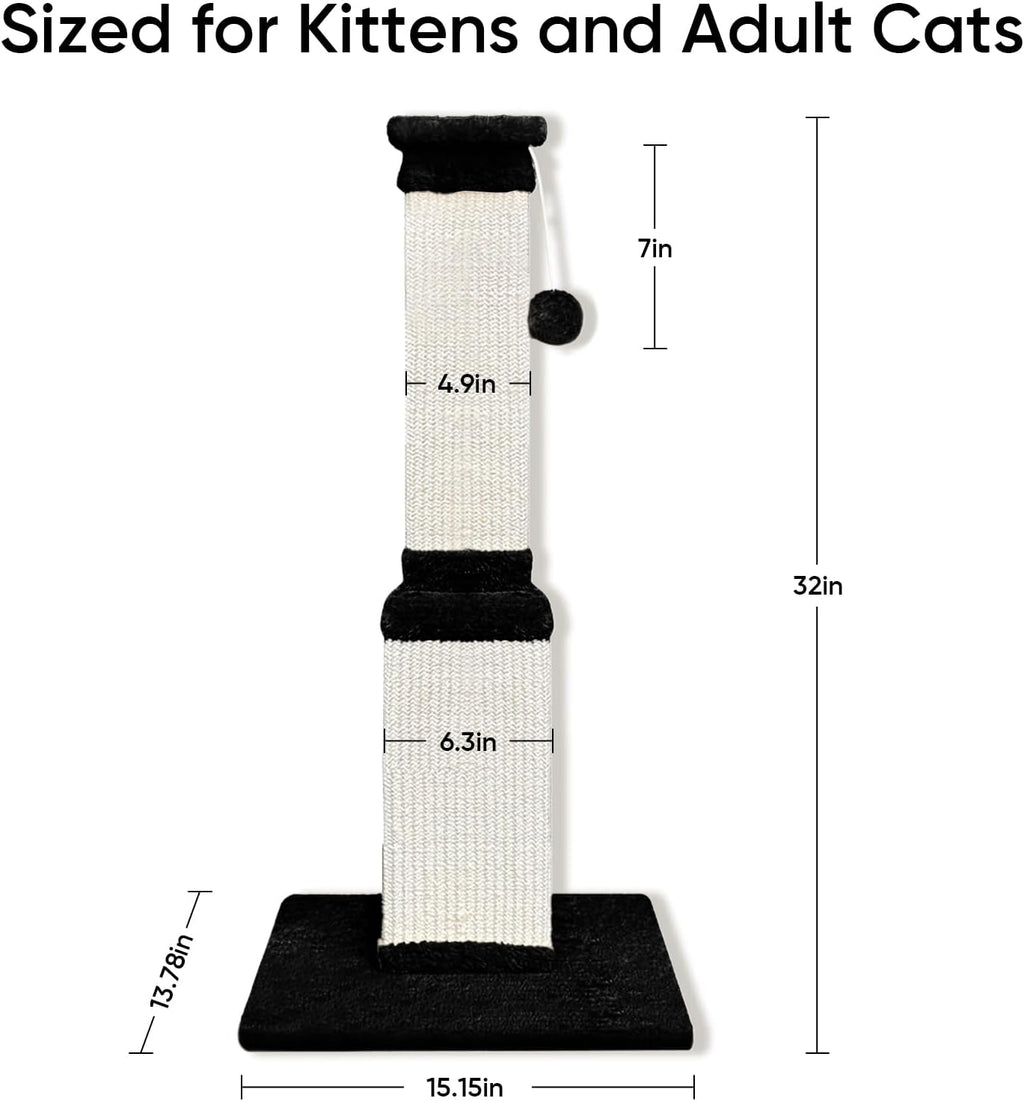 Cat Scratching Post for Indoor Cats, 32Inch Sisal Cat Scratcher