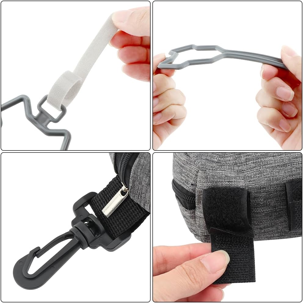 2pcs Dog Poop Bag Holder with 2 Hands-free holder Poop Bag Dispenser Pet Dog Waste Bag Dispenser Leash Attachment Fits Any Dog Leash for Dog Cat and Other Pets(Gray)
